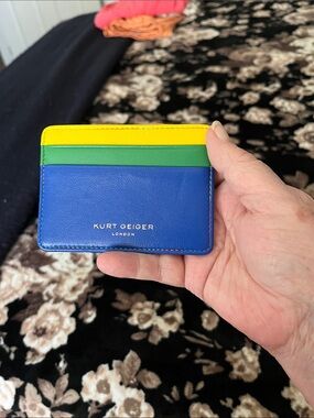 NWOT Kurt Geiger Blue, Green & Yellow Leather Card Holder